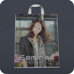 Customized high-end Printed Plastic Carrier Bag with Soft-Loop Handle