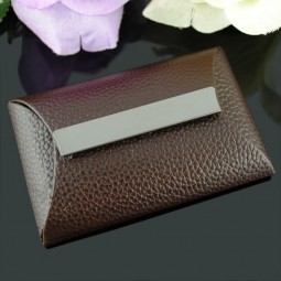 Factory direct sale customized high quality New Design Fashion Brown Leather Business Card Case