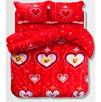 2017 批发定制高品质新设计oem红色婴儿床上用品礼品套装