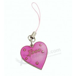 Customized high quality OEM Design Heart-Shape Metal Mobile Phone Strap