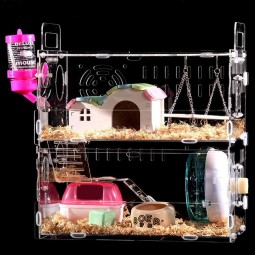 Custom Square Hamster Cage Acrylic Pet House Wholesale