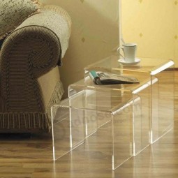 3PC Acrylic Stackable Nesting End Side Tables - Clear Wholesale