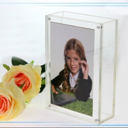 China Factory Wholesale Rectangle Acrylic Lucite Vase with Photo Frame Wholesale