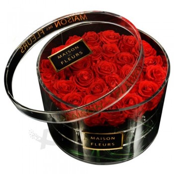 高品质清晰/白色/黑色亚克力玫瑰盒亚克力方形/ 圆形花箱展示批发