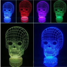3D Human Skull Lamp LED Light Desk Man Cave Halloween Gift Night Light Ghost Wholesale