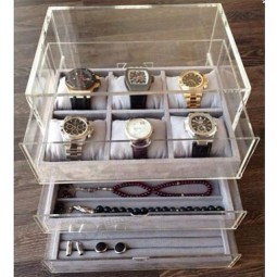 Clear Acrylic Jewelry Organizer, Jewelry Cases & Displays with 3 Drawers, for Display Watch, Necklace and Ring Wholesale