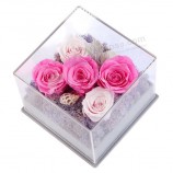 High Quality Transparent Clear Plastic Flower Acrylic Rose Flower Box Wholesale