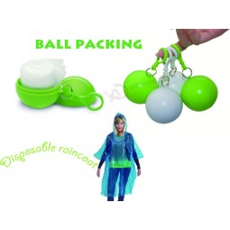 Disposable Raincoat Ball with Keyring, Made of PE Wholesale