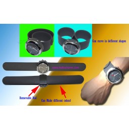 Black Silicone Waterproof Sport Slap Watch Wholesale