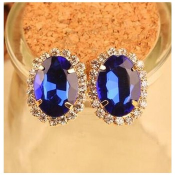 厂家直销顶级品质现货复古蓝色蓝宝石宝石耳环