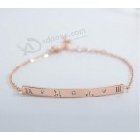 Factory direct sale top quality Silver Nameplate Engraved Name Bar Rose Gold Bracelet