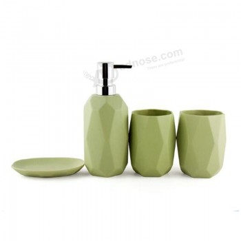 批发定制高-结束4件套绿色卫浴配件陶瓷