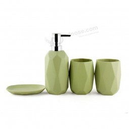Wholesale customized high-end 4-Piece Green Bathroom Accessories Set Ceramics