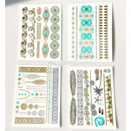 Wholesale customized high-end Factory Price Metallic Foil Gold Temporary Tattoo Sticker