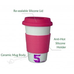 Hot Selling Ceramic Mug with Silicone Lid with Food Grade Wholesale