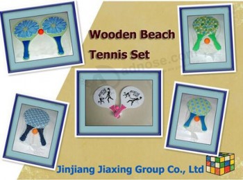 High Quality Wooden Beach Tennis Set Custom