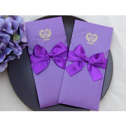 Customized high quality Paper Invitation Cards with Ribbon Wedding Invitations Cards
