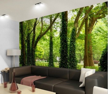 エコ-フレンドリーな自己粘着性の森の木の風景壁の壁画卸売