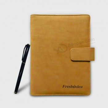 Professional Wholesale customized high-end Leather Cover Agenda with Back Pocket Notebook with Pen and your logo