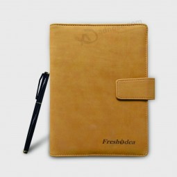 Professional Wholesale customized high-end Leather Cover Agenda with Back Pocket Notebook with Pen and your logo