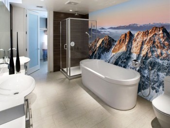 新设计便宜定制可拆卸防水墙纸浴室装饰