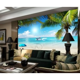 Digital Printing Background Nature Tropical Beach Landscape Wallpaper Wholesale