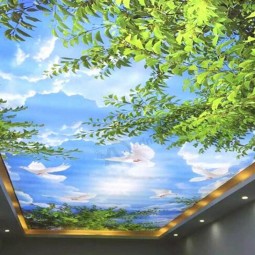 Forest Canopy Drop Ceiling Fluorescent Decorative Ceiling Cover Skylight Film Cheap Wholesale