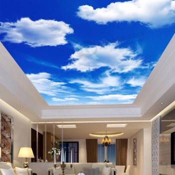 Blauwe lucht witte wolken bedrukt pvc plafonds zachte film goedkope groothandel