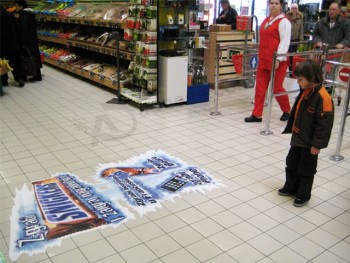 Custom zelfklevende vloer grafische merk vloer sticker afdrukken vloer reclame goedkope groothandel