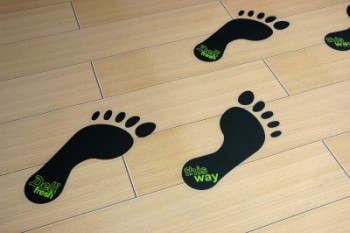 Bedrukte en gesneden om voetafdruk vorm vloer grafische stickers groothandel goedkope stickers