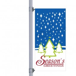 Tempo stampato digitale-Commercio all'ingrosso decorato della bandiera del palo della via dell'albero della neve decorata