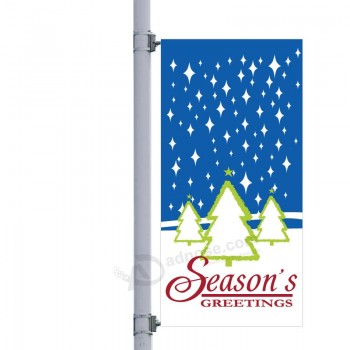 Water-Proofed Decorated Snow Tree Street Pole Banner Wholesale