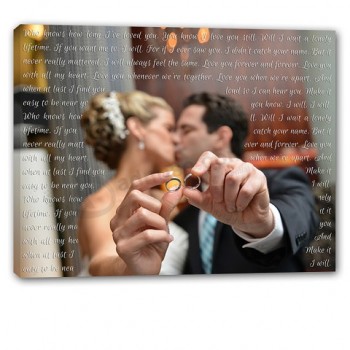Personalisiertes kundenspezifisches Foto auf Segeltuchwanddekor-Wandkunst-Jahrestagsgeschenk, Hochzeitsverpflichtungs-Leinwanddruck
