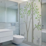 Window Film Green Leaves Glass Stickers for Washroom Wholesale