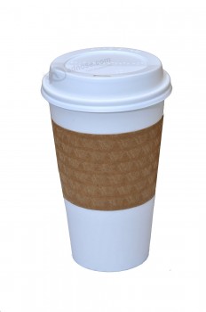 оптовые персонализированные верхние качества белые бумажные стаканчики с коричневой втулкой для горячего кофе