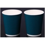Wholesale customized top quality Blue Office Ripple Paper Cups with Lid