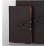 批发定制顶级皮革材质笔记本，黑色宽松-叶笔记本，便宜的价格记事本
