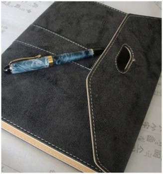 Wholesale customized top quality Efficiency Manual Loose-Leaf Notebook, Grey Notebook with Plastic Pen Set