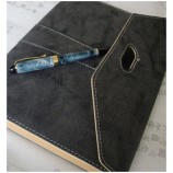 Wholesale customized top quality Efficiency Manual Loose-Leaf Notebook, Grey Notebook with Plastic Pen Set