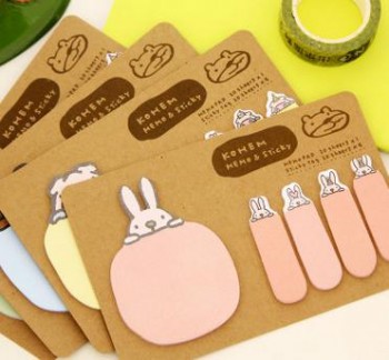 Wholesale customized top quality Stationery Sticker Notes, Animals Shaped Kraft Paper Sticky Notes