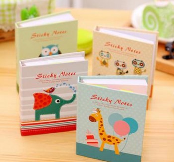 Wholesale customized top quality Printed Cute Pattern Cover Note Pad Promotion, Sticky Notes with Hardcover