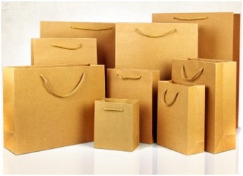 Wholesale customized top quality Kraft Paper Bag with Length Hand Rope
