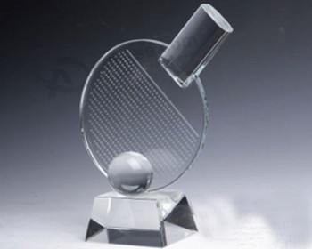 2017 卸売カスタマイズ高-勝者のための最後のk9卓球の水晶トロフィーメダル (Ks04033)