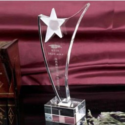 2017 Wholesale customized high-end Crystal Glass Prize Awards Trophy with Star