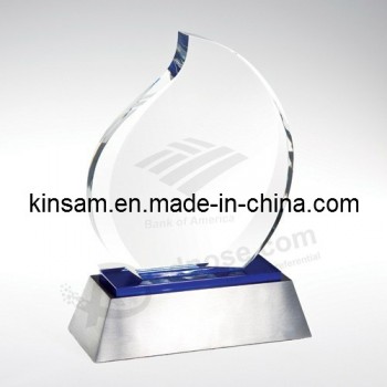2017 Wholesale customized high-end Blue Rising Optical K9 Crystal Glass Trophy Craft