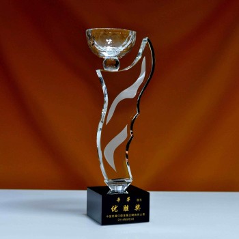 批发定制高-结束新款水晶玻璃网球奖和奖杯 (KS04085)