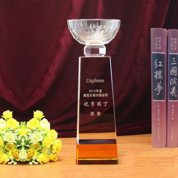 Wholesale customized high-end Sports Crystal Awards Glass World Cup Trophy with cheap price