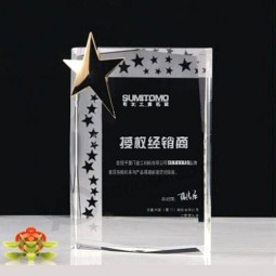 Wholesale customized high-end Crystal Trophy, Crystal Glass Award for Souvenir with Star