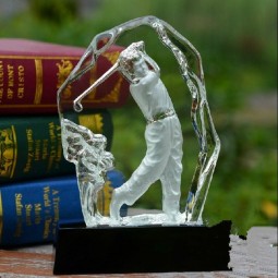 Wholesale customized high-end Hot Sale3d Engraving Iceberg Crystal Glof Trophy (ks04210)