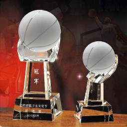 Wholesale customized high-end Crystal Ball World Globe in Hand Crystal Ball Trophy